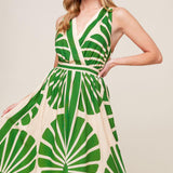 SWEPT ME OFF MY FEET GREEN WOVEN MIDI DRESS