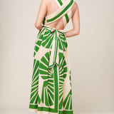 SWEPT ME OFF MY FEET GREEN WOVEN MIDI DRESS