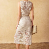 TIMELESS TREASURES LACE WOVEN MIDI DRESS