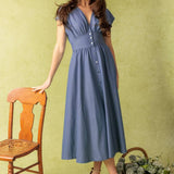 BRIGHT MORNINGS WOVEN MIDI DRESS