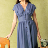 BRIGHT MORNINGS WOVEN MIDI DRESS