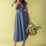 BRIGHT MORNINGS WOVEN MIDI DRESS