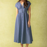 BRIGHT MORNINGS WOVEN MIDI DRESS