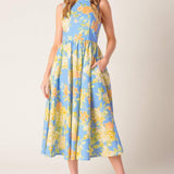 LIKE MAGIC POWDER BLUE WOVEN MIDI DRESS