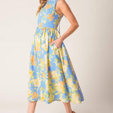 LIKE MAGIC POWDER BLUE WOVEN MIDI DRESS