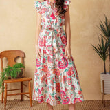 BRIGHT MOMENTS WOVEN MIDI DRESS