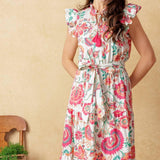 BRIGHT MOMENTS WOVEN MIDI DRESS