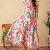 BRIGHT MOMENTS WOVEN MIDI DRESS