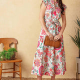 BRIGHT MOMENTS WOVEN MIDI DRESS