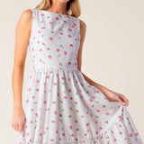 THENA GARDEN PARTY WOVEN EYELET MIDI DRESS