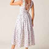 THENA GARDEN PARTY WOVEN EYELET MIDI DRESS