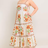 LOVELIEST MUSE IVORY WOVEN MIDI DRESS