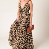 BEACH BUM LEOPARD WOVEN MAXI DRESS