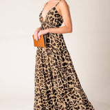 BEACH BUM LEOPARD WOVEN MAXI DRESS