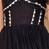 LOVELY DARLING BLACK WOVEN MIDI DRESS
