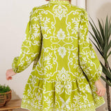 CATCHING FLIGHTS LIME WOVEN MNI DRESS