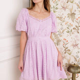 MIDNIGHT MIRAGE GOWN WOVEN EYELET MINI DRESS