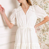 STARLIGHT SOIREE WOVEN EYELET MINI DRESS