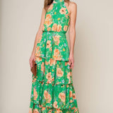 PORCELAIN BLOOM WOVEN MAXI DRESS