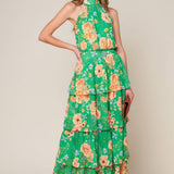 PORCELAIN BLOOM WOVEN MAXI DRESS