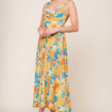 TWIRL ME BLUE WOVEN MIDI DRESS