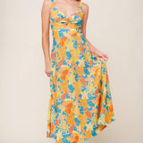 TWIRL ME BLUE WOVEN MIDI DRESS