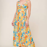 TWIRL ME BLUE WOVEN MIDI DRESS