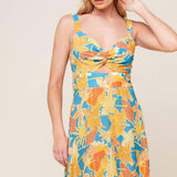 TWIRL ME BLUE WOVEN MIDI DRESS