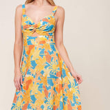 TWIRL ME BLUE WOVEN MIDI DRESS