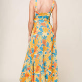 TWIRL ME BLUE WOVEN MIDI DRESS