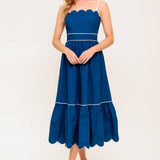 RUSTIC DREAM NAVY WOVEN MIDI DRESS