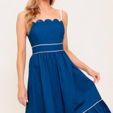 RUSTIC DREAM NAVY WOVEN MIDI DRESS