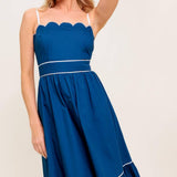 RUSTIC DREAM NAVY WOVEN MIDI DRESS