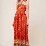 SIDEWALK CAFÉ TERRACOTTA WOVEN MAXI DRESS
