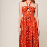 SIDEWALK CAFÉ TERRACOTTA WOVEN MAXI DRESS