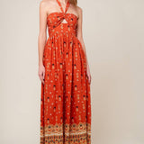 SIDEWALK CAFÉ TERRACOTTA WOVEN MAXI DRESS