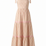 IMAGINE THAT GREEN PINK PLAID MIDI DRESS
