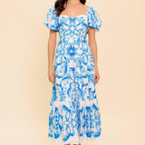 A WORK OF ART BLUE WOVEN MIDI DRESS