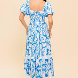 A WORK OF ART BLUE WOVEN MIDI DRESS