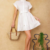 FEEL THE VIBE WOVEN MINI DRESS