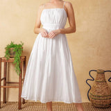 BACK AND FORTH EYELET MIDI DRESS