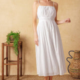BACK AND FORTH EYELET MIDI DRESS
