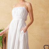 BACK AND FORTH EYELET MIDI DRESS