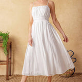 BACK AND FORTH EYELET MIDI DRESS