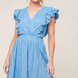 KEEP ME CLOSE POWDER BLUE WOVEN MINI DRESS
