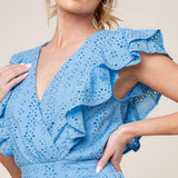 KEEP ME CLOSE POWDER BLUE WOVEN MINI DRESS