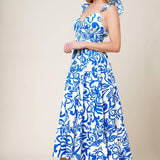 MEMORABLE ENTRANCE BLUE WOVEN MDI DRESS