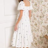 LUXE LAGOON EMBROIDERED MIDI DRESS