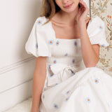 LUXE LAGOON EMBROIDERED MIDI DRESS
