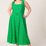 DAFFODILS & DAYDREAMS WOVEN LACE MIDI DRESS
